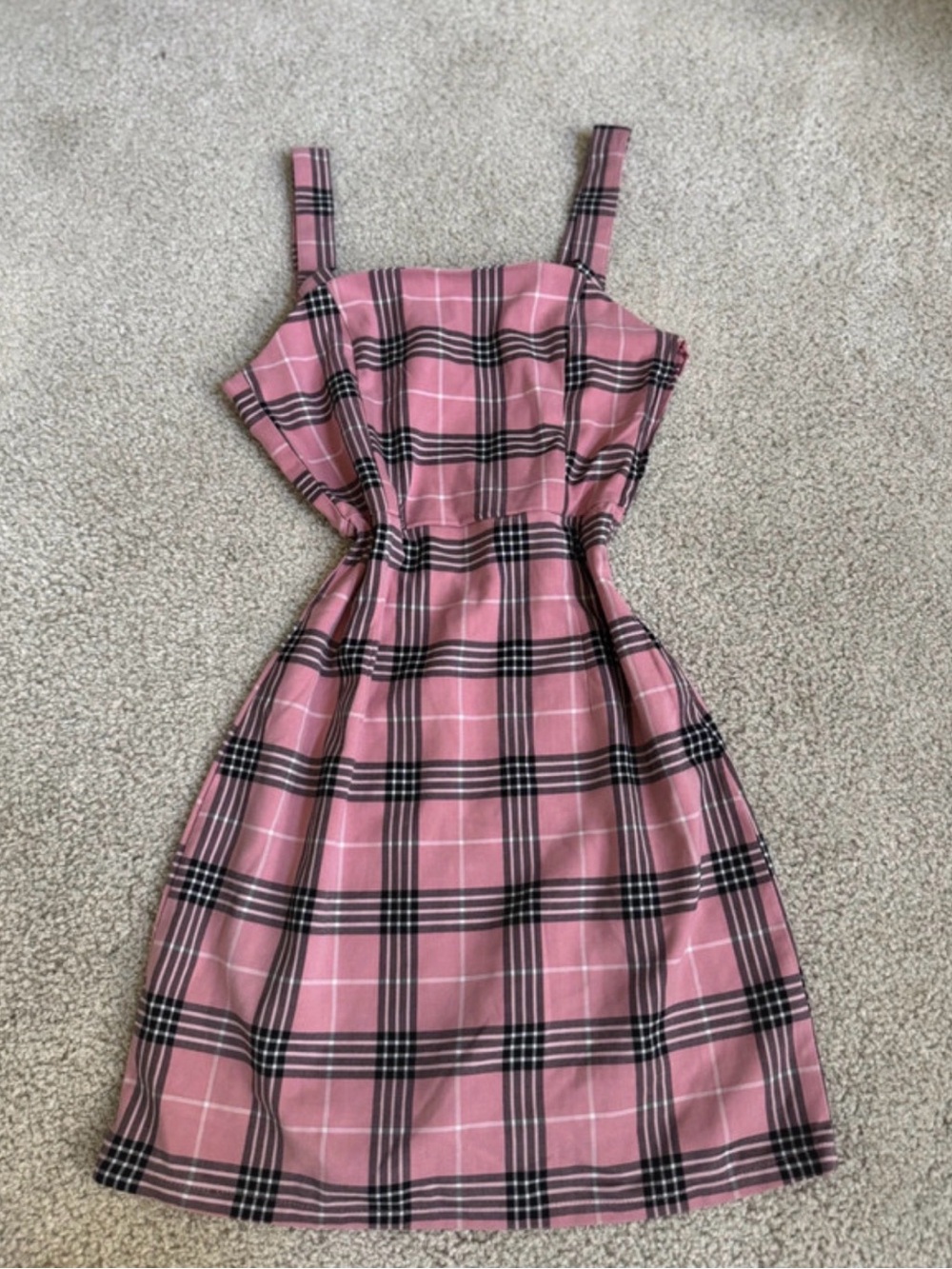 H&M Pink and Black Plaid Midi Sundress sexy casual y2k NWT